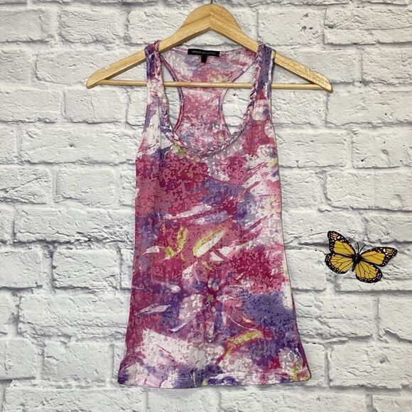 Urban Behavior Tie Dye Sheer Tank Braided Neckline Size Extra Small - Picture 2 of 11